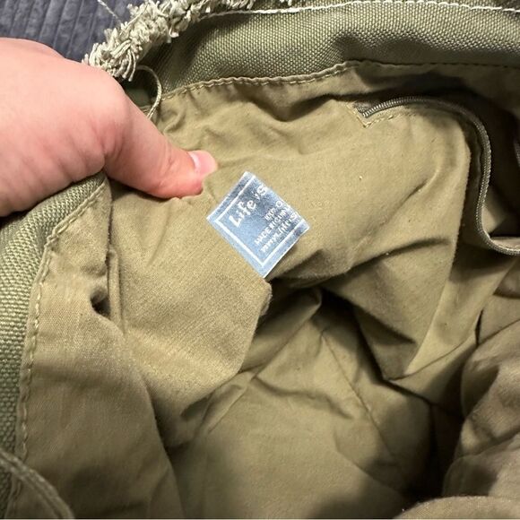 Life is Good Canvas Tote Bag Frayed Edge w/ Heart Green - Picture 7 of 8